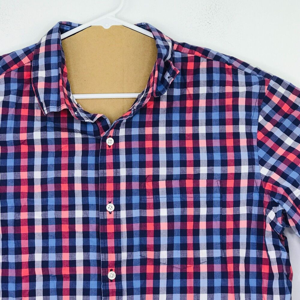 Old Navy Men's Large Shirt Purple Red Plaid Classic Long Sleeve Button Up BN8 - Picture 2 of 5